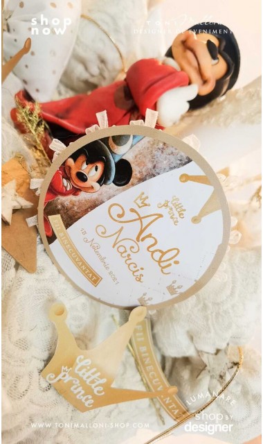 Lumanare botez Mickey Mouse Wizard creata cu o figurina special creata manual unicat 7